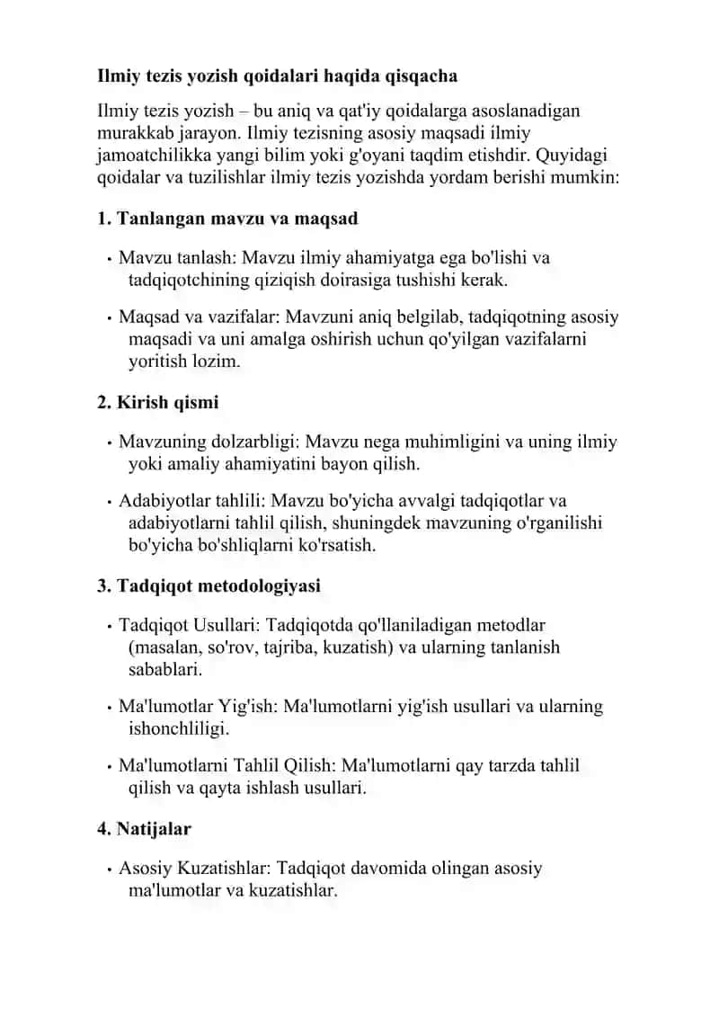 ILMIY TEZIS YOZISH QOIDALARI HAQIDA 2