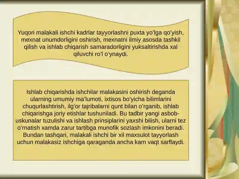 Mehnat sharoitlarini yaxshilash 2