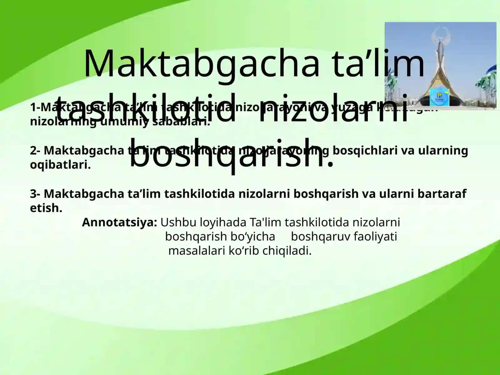 Maktabgacha ta’lim tashkilotida nizolarni boshqarish 2