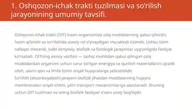 Oshqozon-ichak traktida so’rilishining biofizikaviy mexanizmlari 2