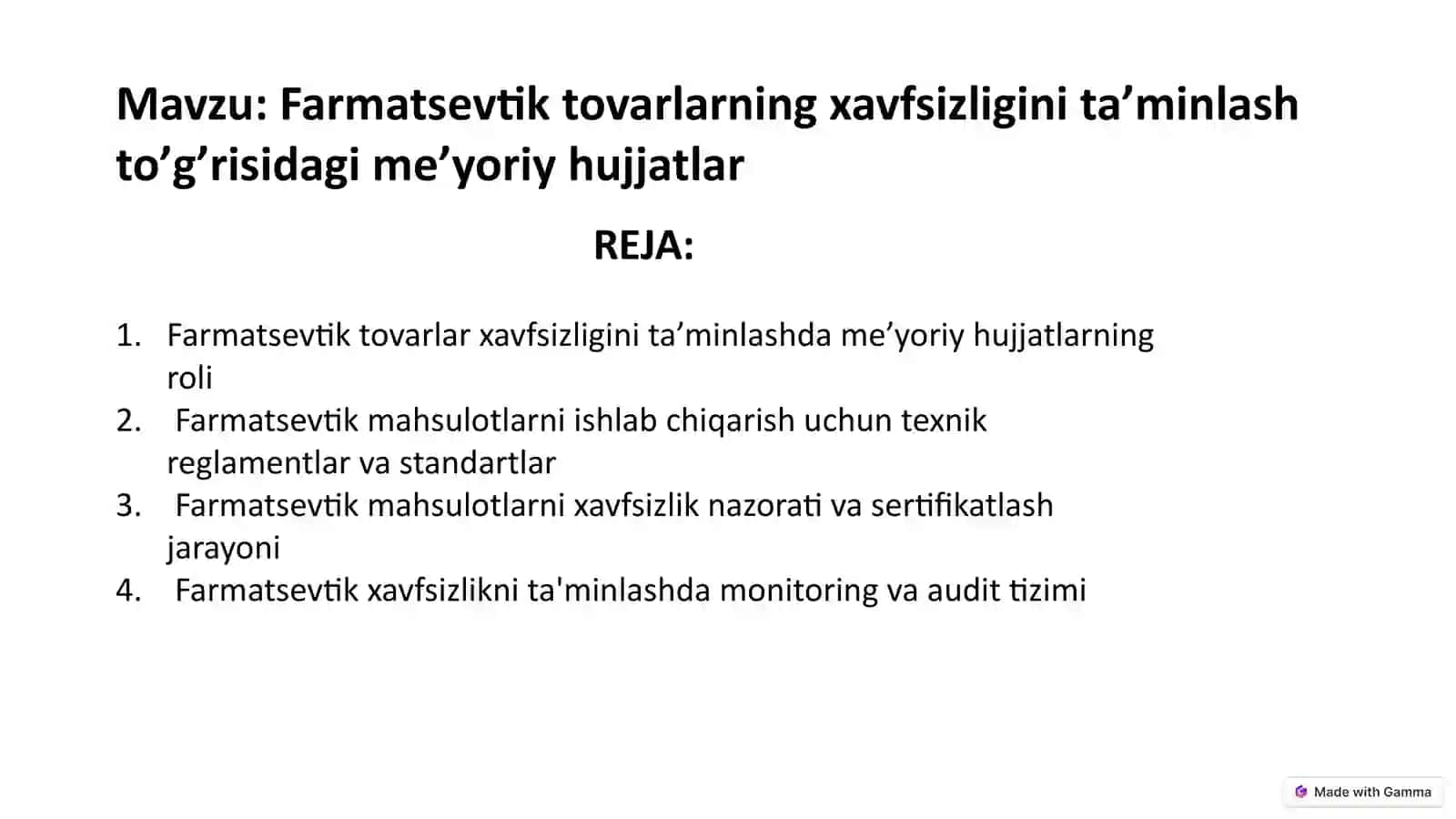 Farmatsevtik Tovarlarning Xavfsizligini Ta'minlash To'g'risida Gi Me'yoriy Hujjatlar 2