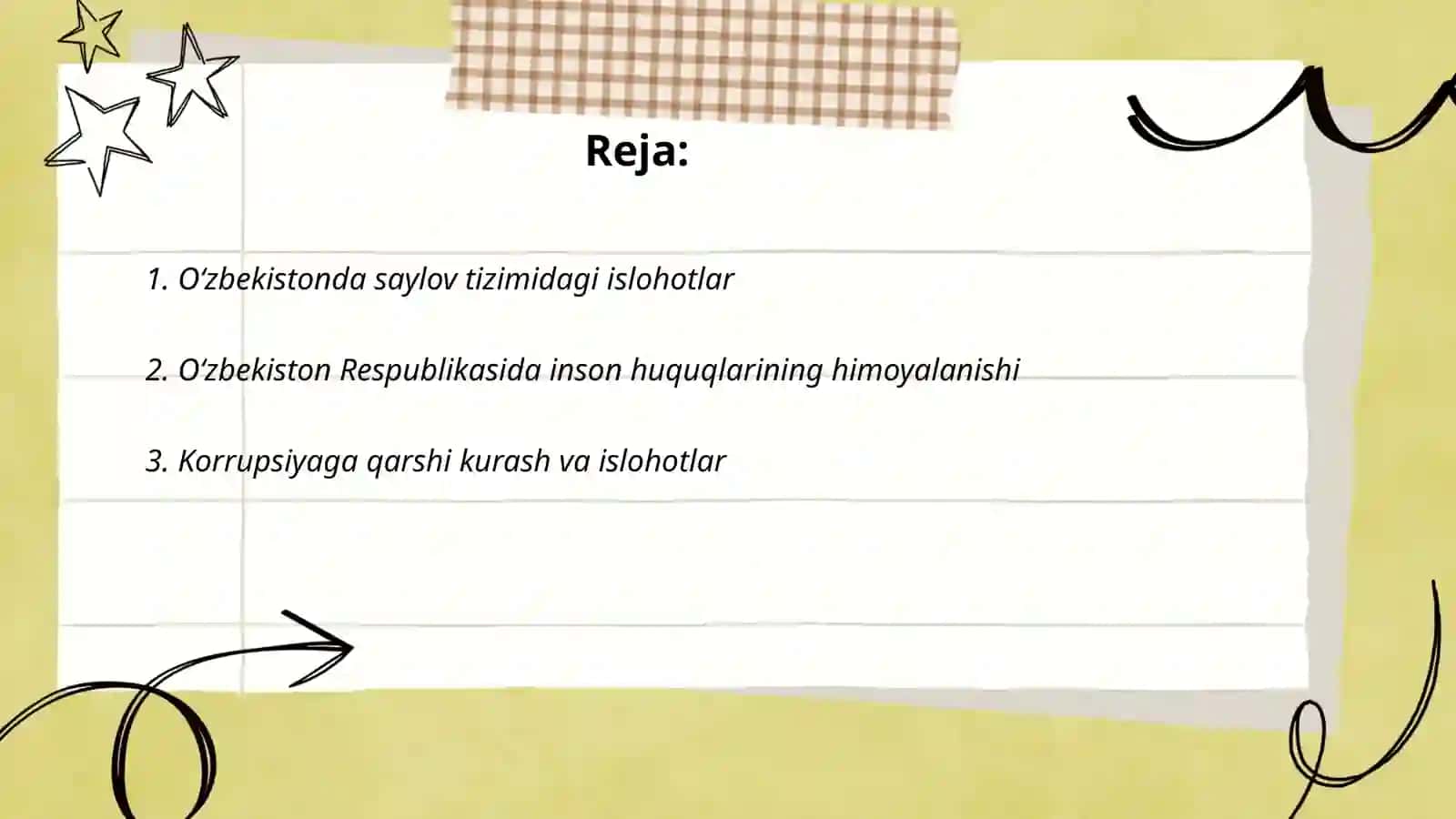 Oʻzbekiston Respublikasida ijtimoiy-siyosiy sohadagi islohotlar 2