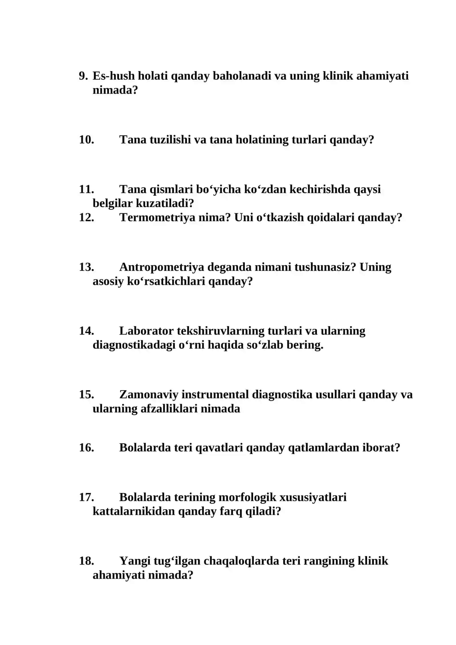 Bolalar kasalligi propidevtikasidan oraliq nazorat uchun cavollar 2
