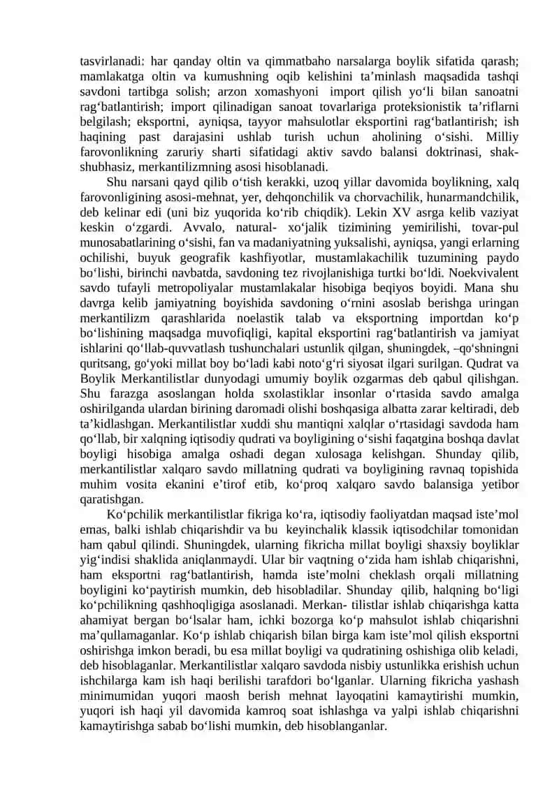 MERKANTILIZM IQTISODIY TA’LIMOTINING MOHYATI VA AHAMIYATI 2