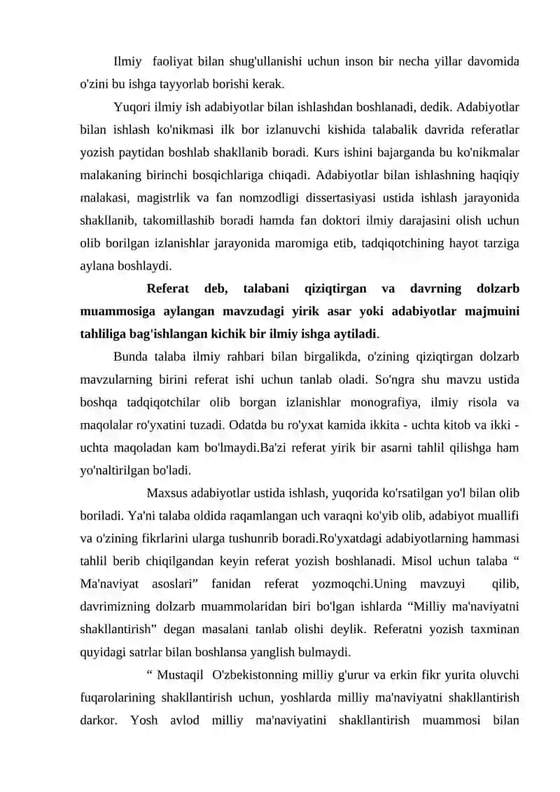 Referat va kurs ishlarini yozish 2