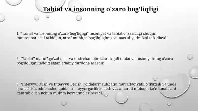 Tabiat Va Inson. “Tabiat” Matni. Intervyu Olish Va Intervyu Berish Qoidalari 2