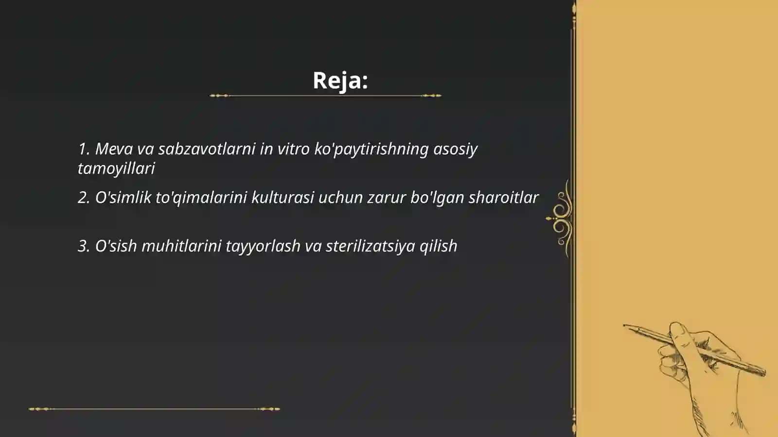 Meva va sabzavotlarni in vitro ko'paytirish 2