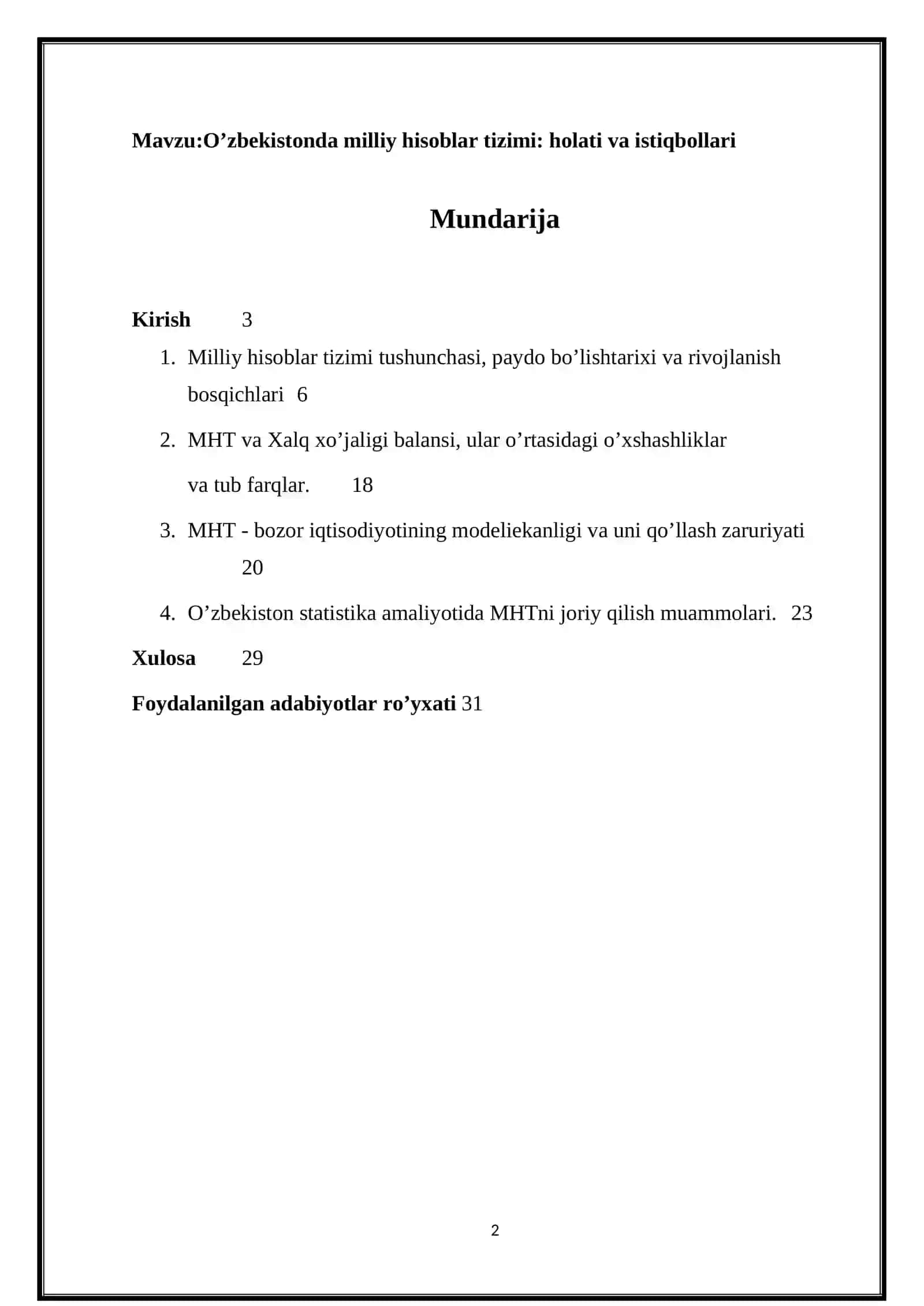 O’zbekistonda milliy hisoblar tizimi: holati va istiqbollari 2