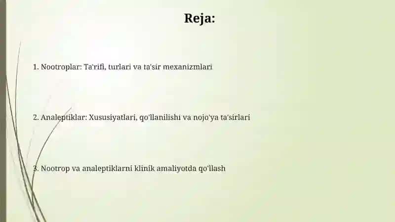 Nootropvositalar va analeptiklar 2