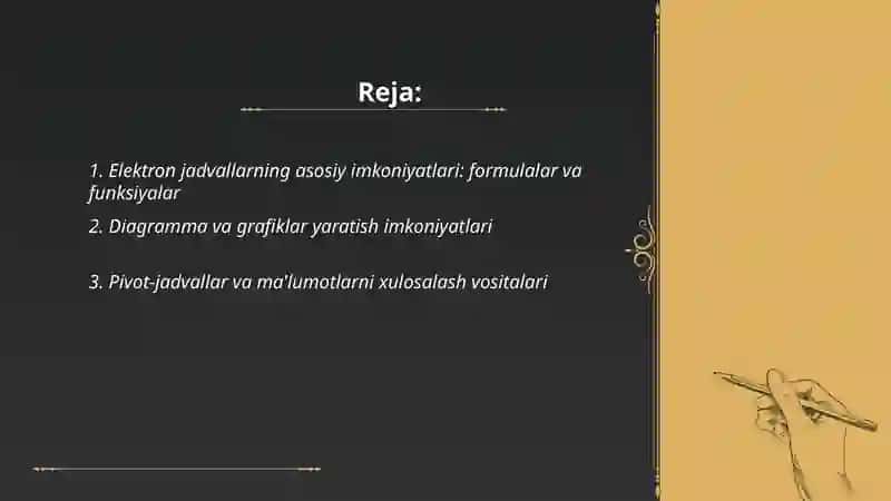 Elektron jadval bilan ishlaydigan dasturlar imkoniyatlar va bir biridan farqi 2