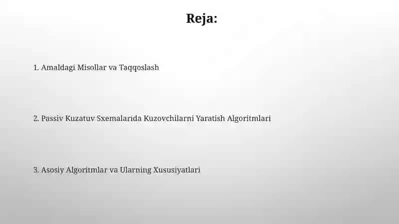 Pasaytirilgan tartibdagi kuzatuvchilarni qurish algoritmlarni 2