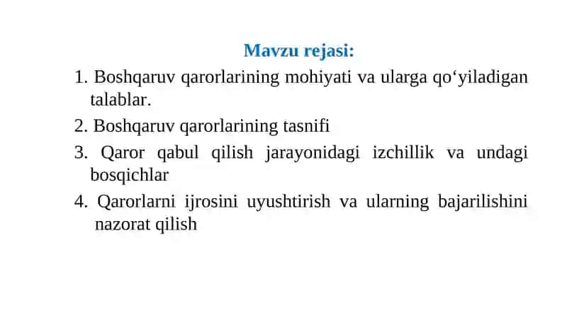 Boshqaruvqarorlarini qabul qilish 2