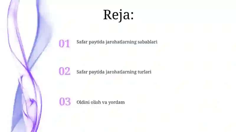 Sayohatlarda jarohatlanish sabablari va ularning turlari 2