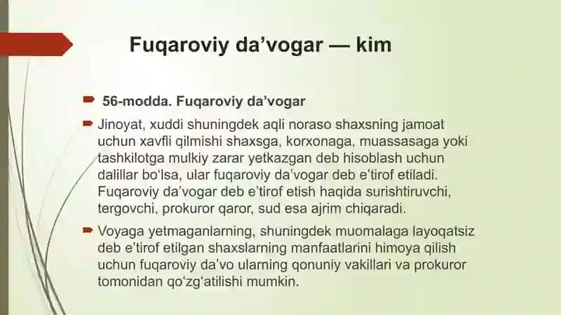 Fuqaroviy da’vogar tushunchasi va huquqiy maqomi 2