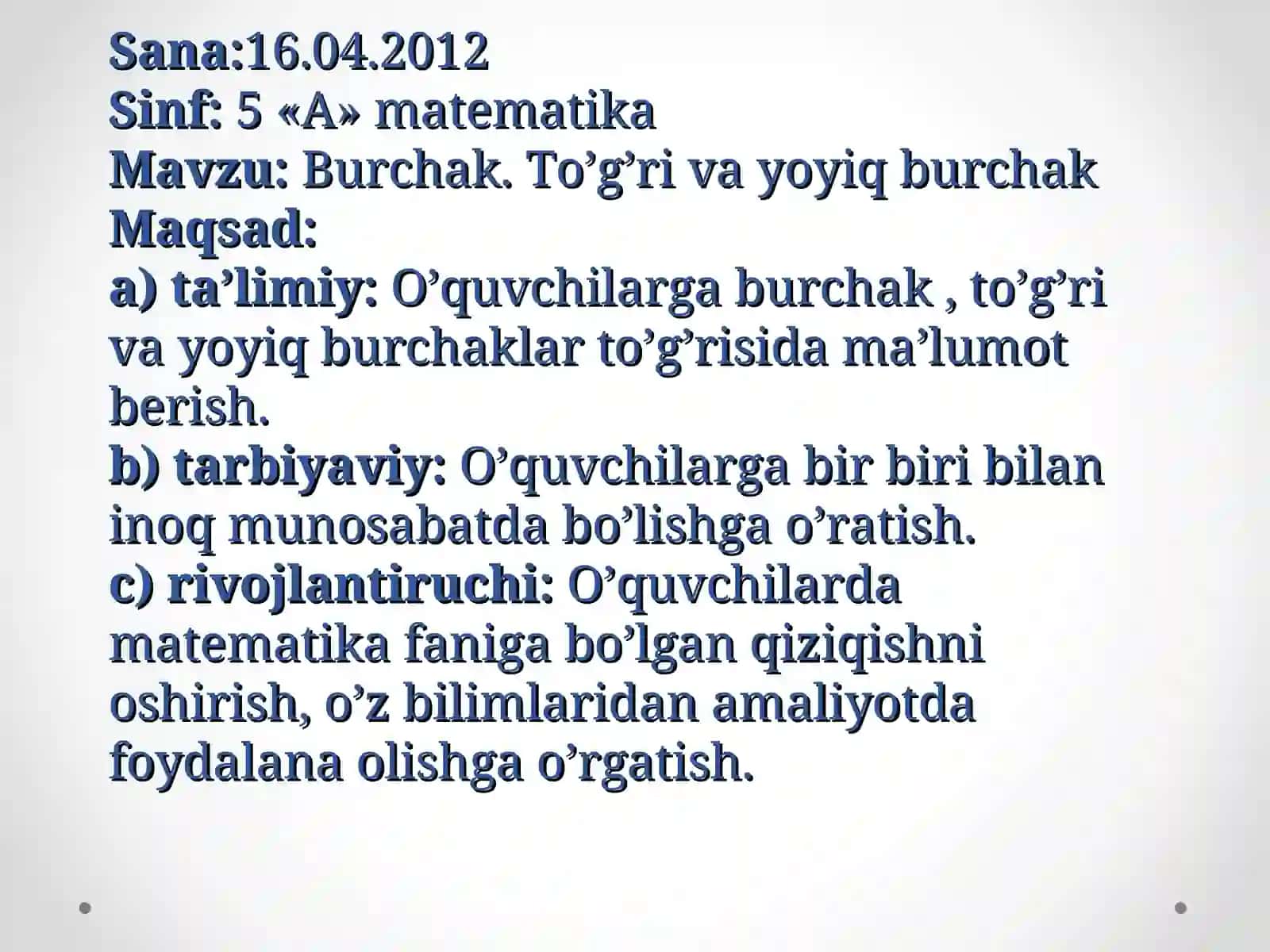 Burchak. To’g’ri va yoyiq burchak 2