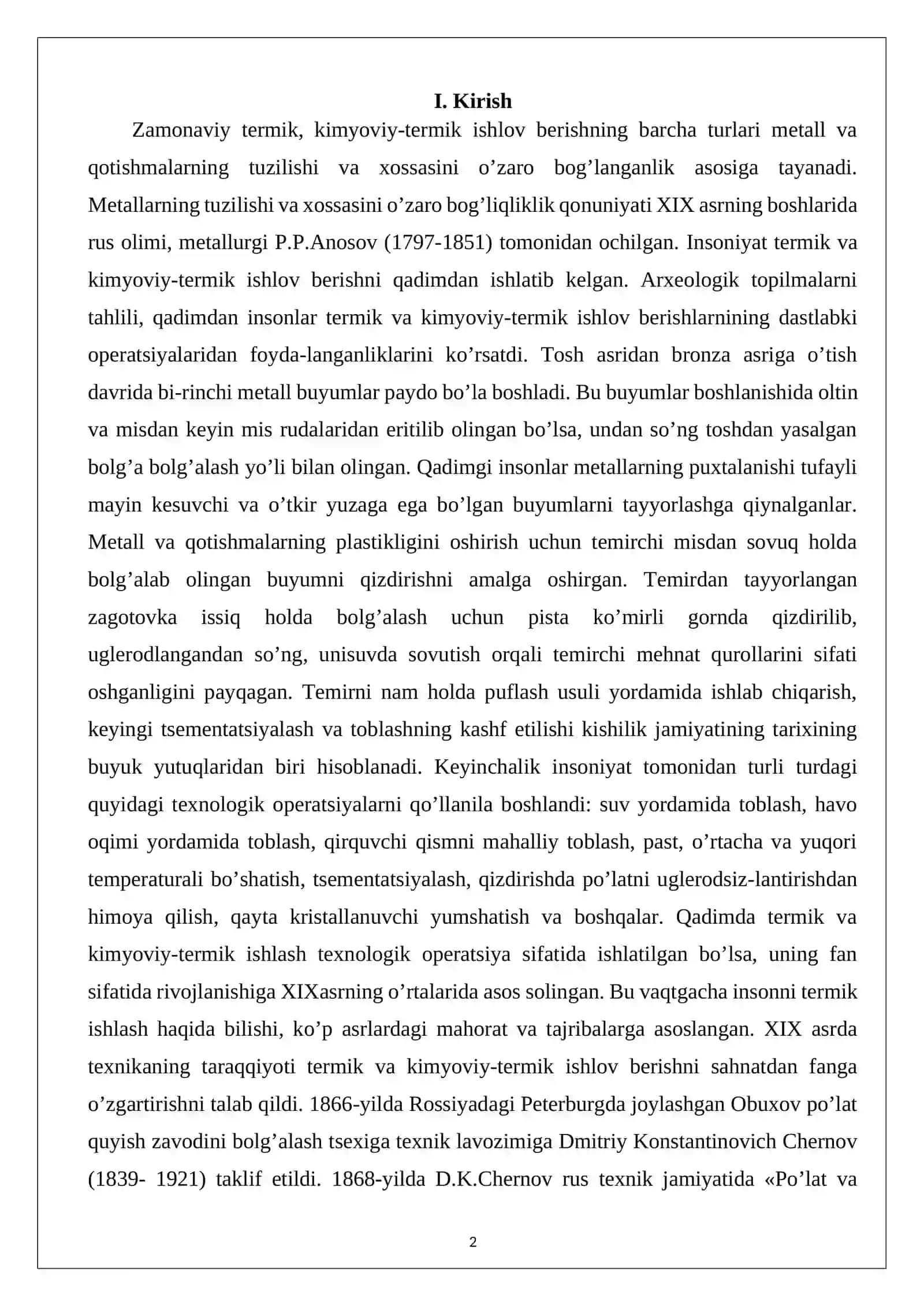 : Transport sistemasini transmissiyasini kristovanilari uchun material tanlang va uni termik ishlov berish texnologiyasini ishlab chiqing 2