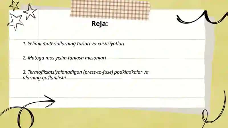 Yelimli materiallarning turlari va xususiyatlari 2
