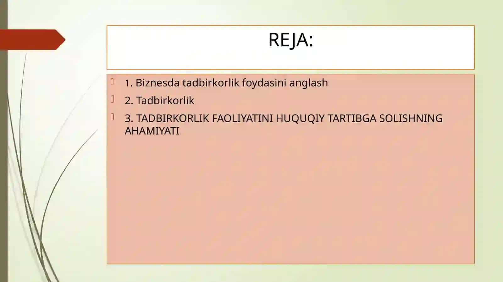 Tadbirkorlik faloliyati va Biznes huquqi 2