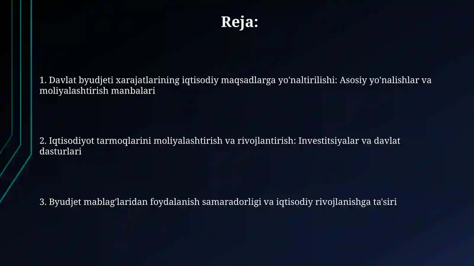 Davlat byudjetining iqtisodiymaqsadlaridagixarajatlari 2