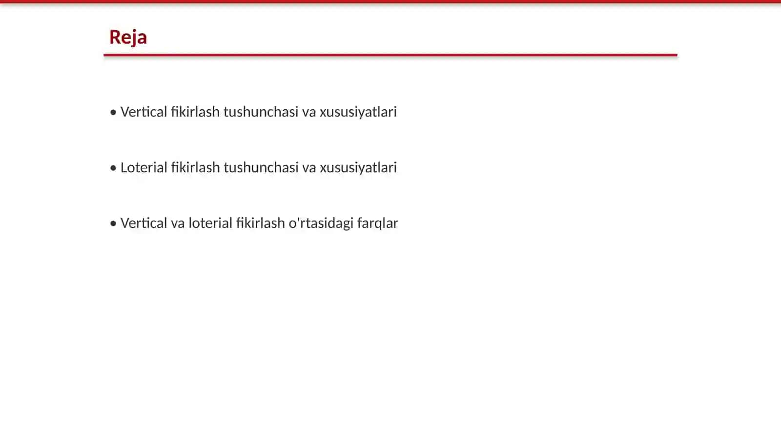 Vertical fikirlash va Loterial fikirlash 2