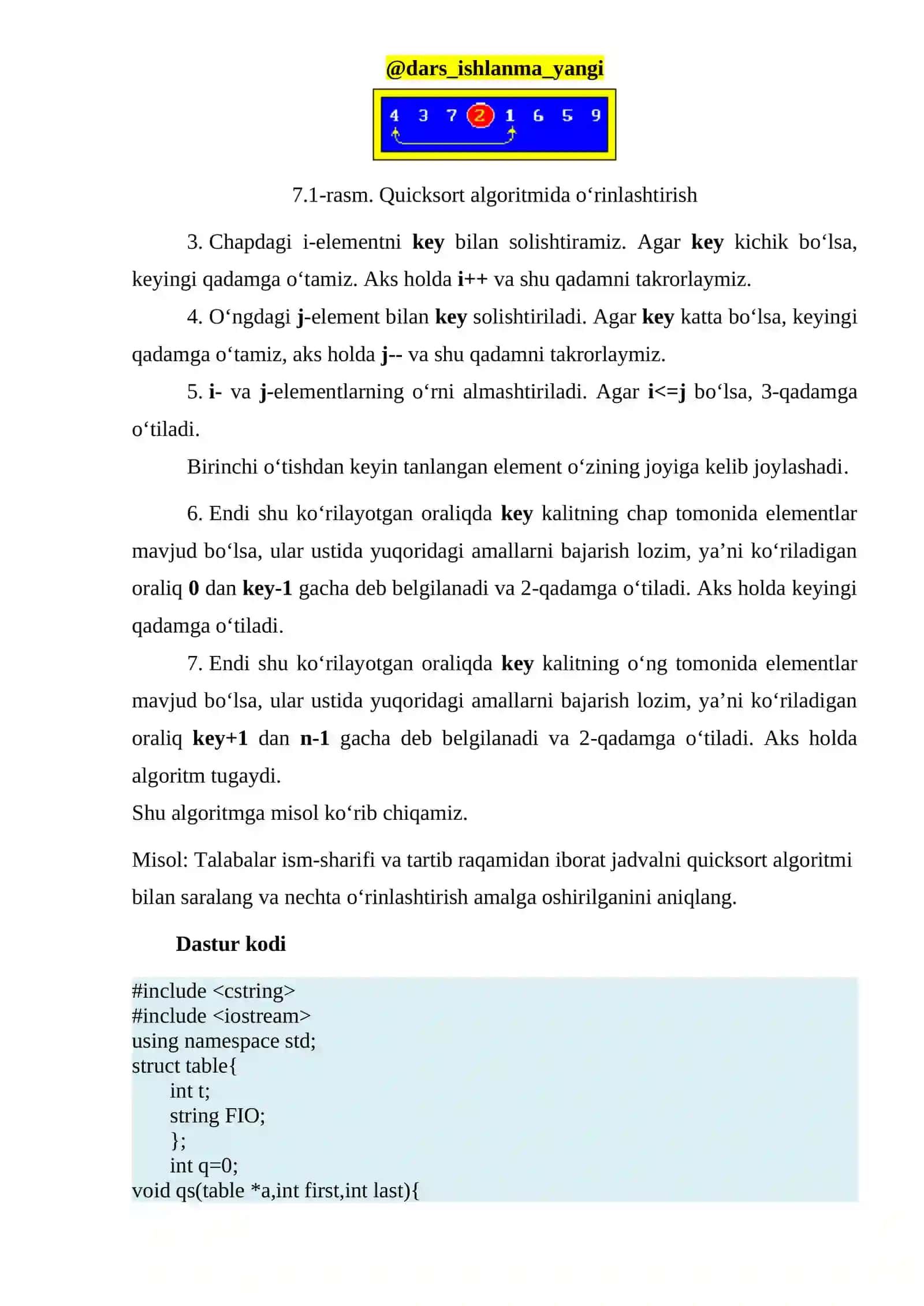 Laboratoriya ishi "Ajrat va xukmronlik qil" prinsipi bo‘yicha ishlaydigan algoritmlarni loyihalash 2