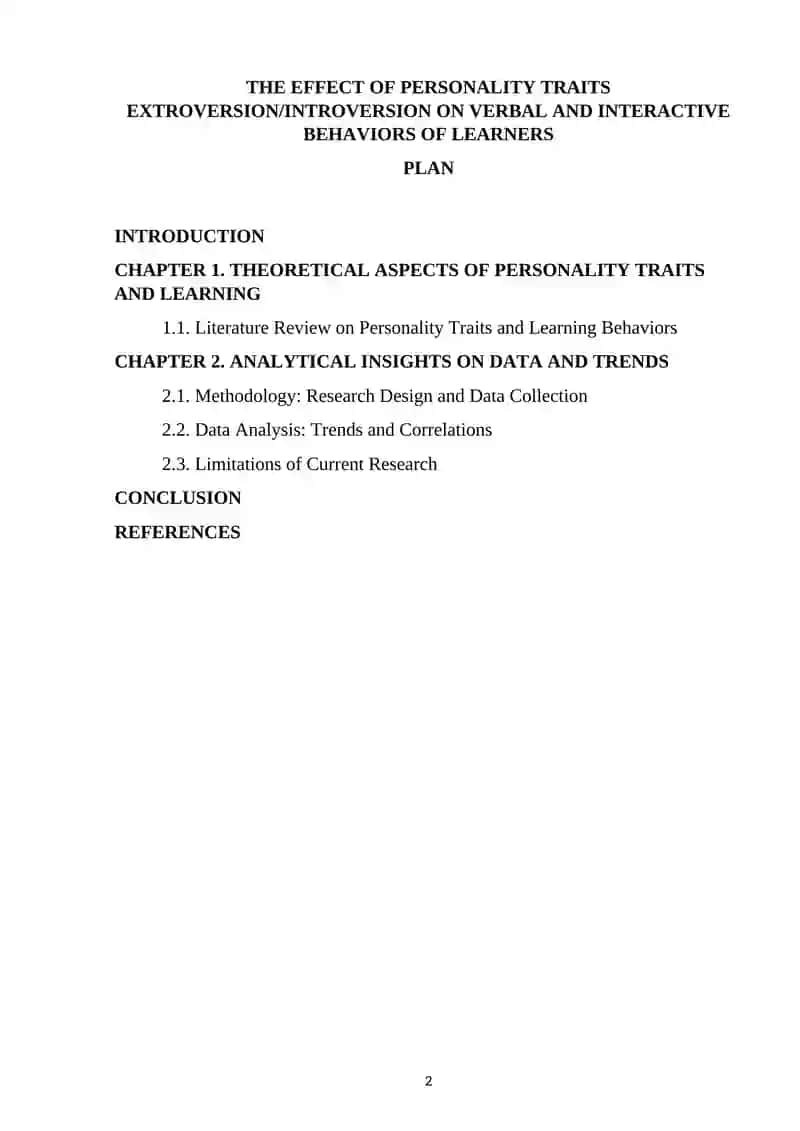 The Effect of Personality Traits Extroversion/Introversion on Verbal and Interactive Behaviors of Learners 2