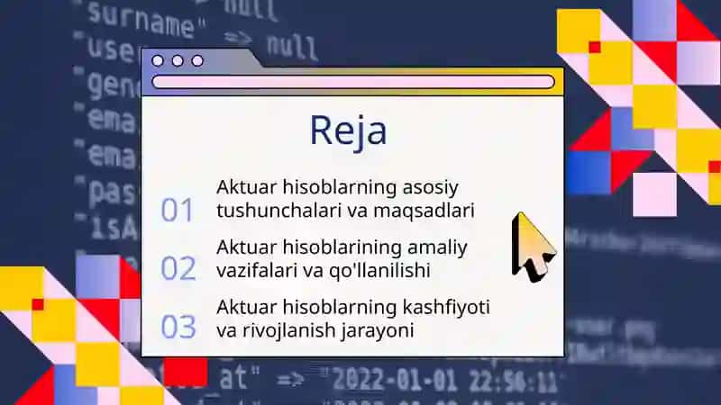 Aktuar hisoblarning mohiyati va vazifalari 2