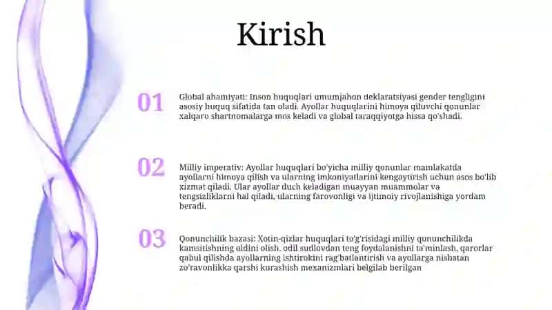 Ayollar Huquqini Ta'Minlash Bo'Yicha Milliy Qonunchilik 2