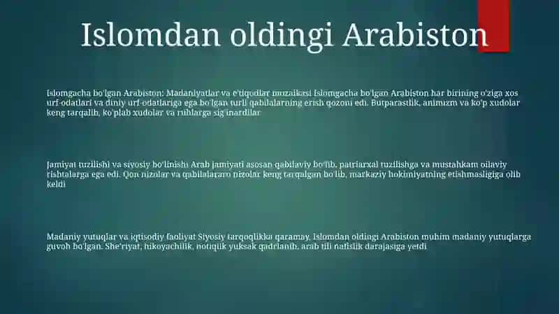 Islomgacha bo'lgan Arabiston: Madaniyatlar va e'tiqodlar mozaikasi 2