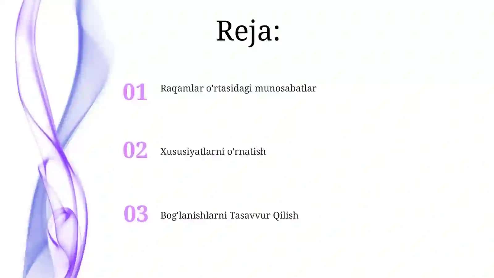 Raqamlar o'rtasidagi munosabatlar 2