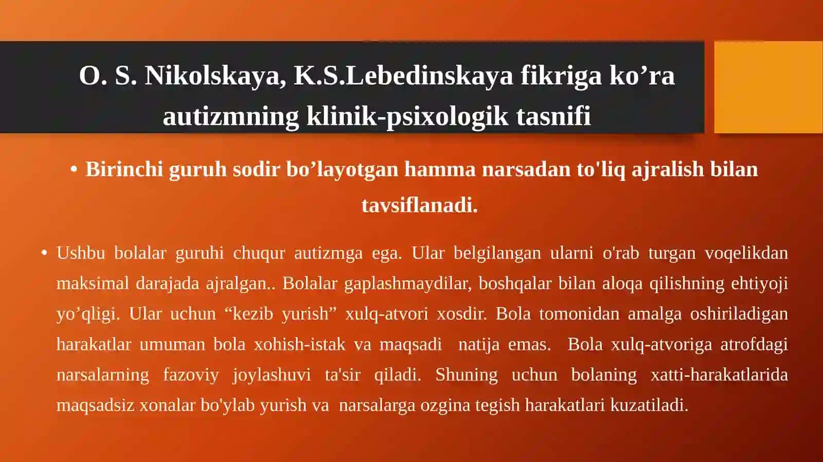 AUTIZM SINDROMINING TURLARI VA TASNIFLARI 2