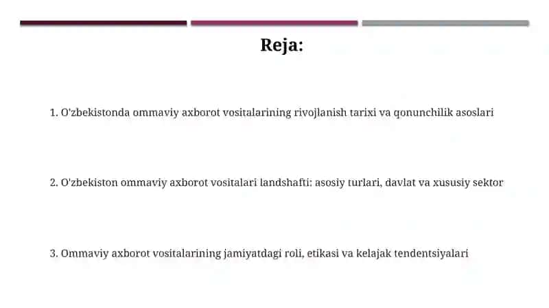 O‘zbekiston respublikasi ommaviy axborot vositalarining faoliyati 2