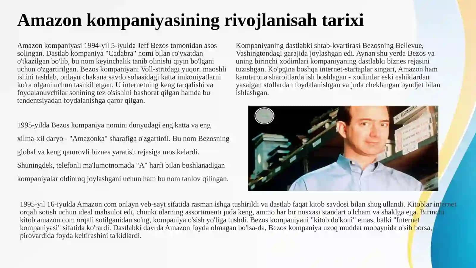 Amazon kompaniyasining rivojlanisah tarixi 2