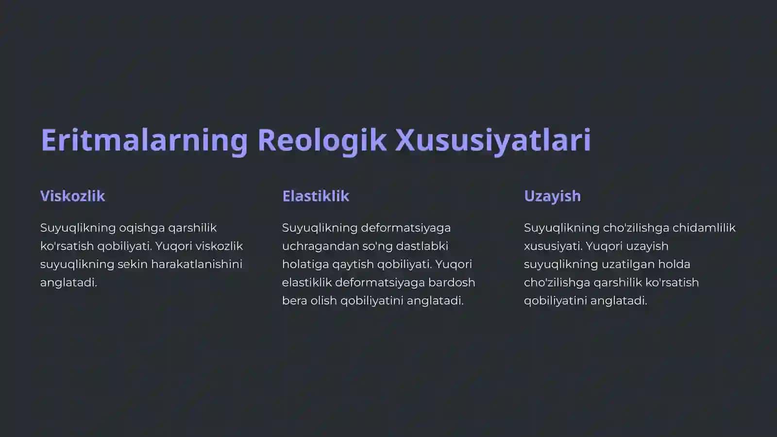 Yuqori Molekulyar Birikmalar Eritmalarining Xo'ssalari va Qonning Reologik Xo'ssalari 2