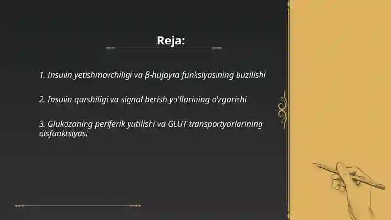 Qandli diabetda karbonsuv, yog'lar va oqsillar almashinuvining buzilishi 2