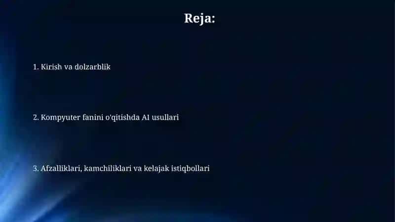 Sun`iy intelekt yordamida informatika fanini o`qitish 2