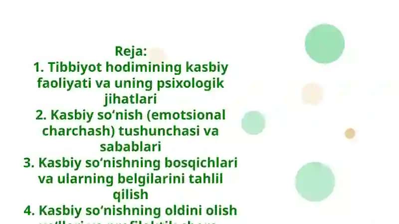 Tibbiyot hodimining kasbiy soʻnish bosqichlari 2
