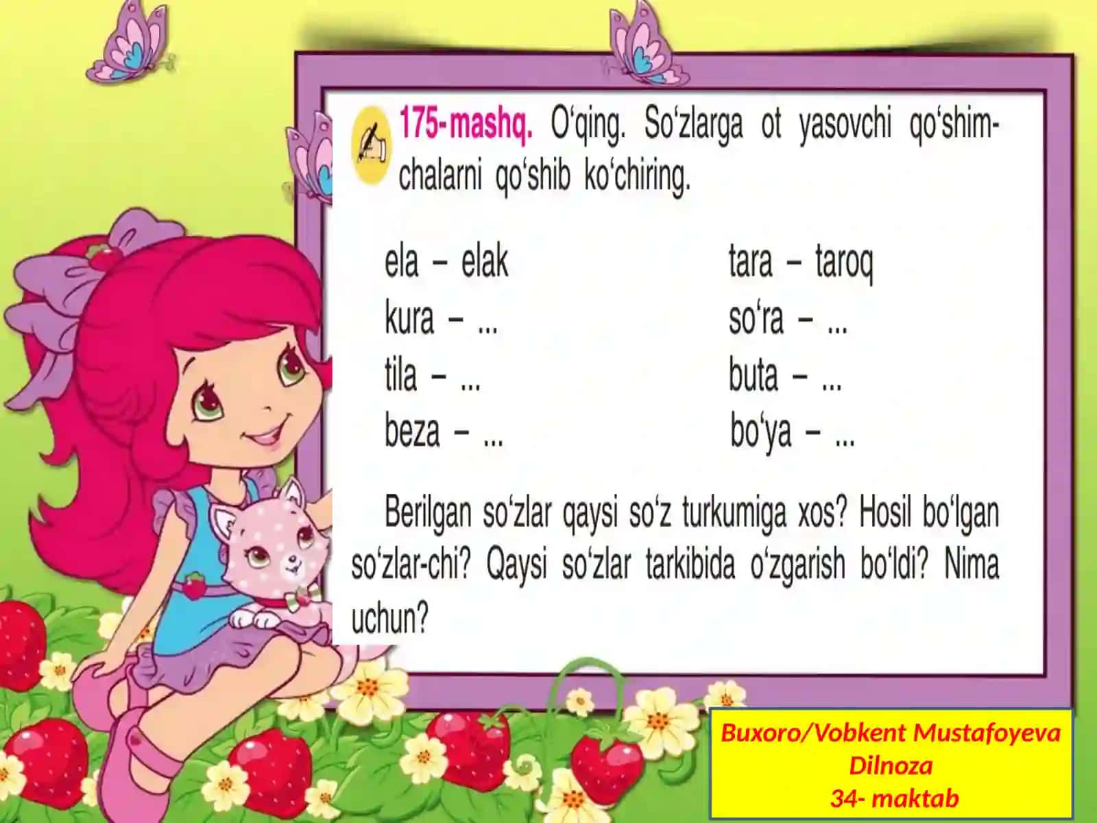 Otga va boshqa so’zga qo’shilib,yangi ma’noli ot yasaydigan qo‘shimchalar 2