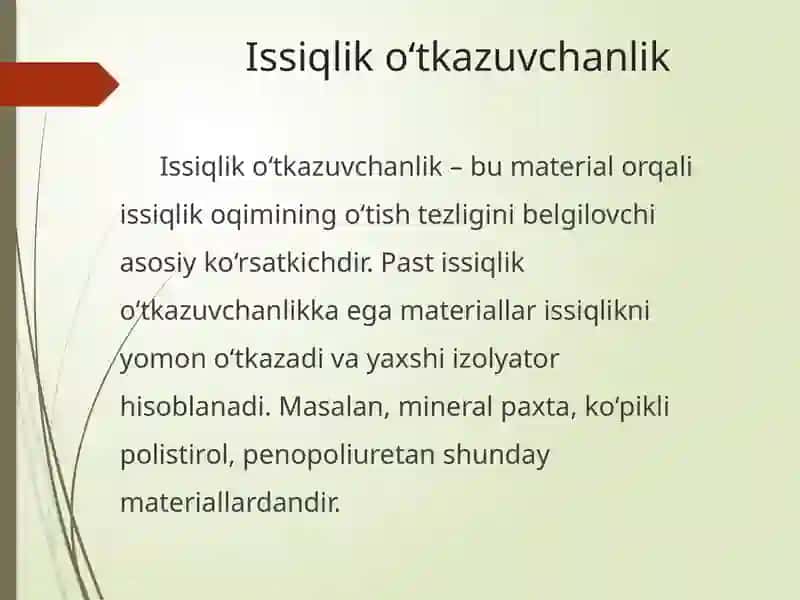 Issiqlik izolatsiya materiallarining issiqlik-fizik xossalari 2