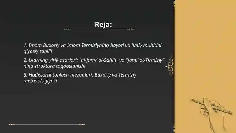 Imom Buxoriy va imom Termiziyning xadis ilmiga qoʻshgan hissalarining qiyosiy tahlili 2