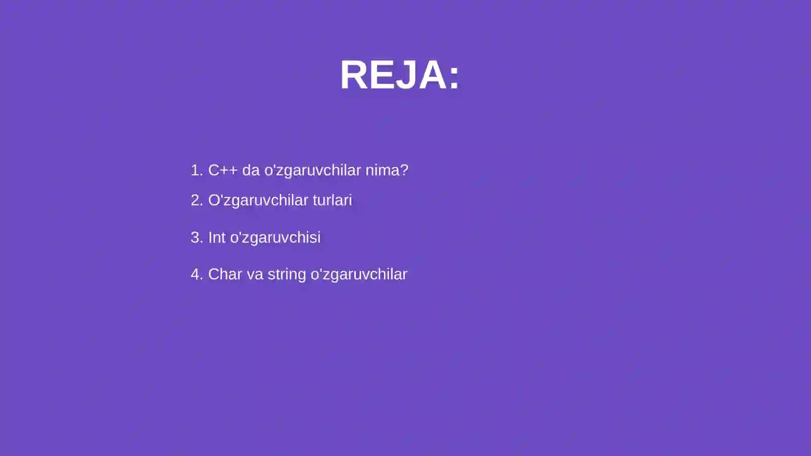 C++ da o'zgaruvchilar 2