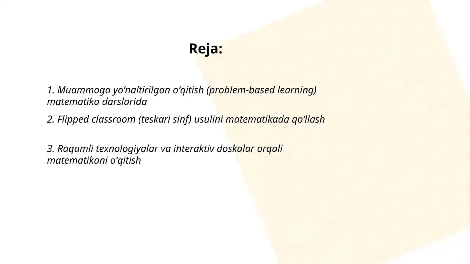 Matematikaga oʻrgatishning zamonaviy metodlari 2