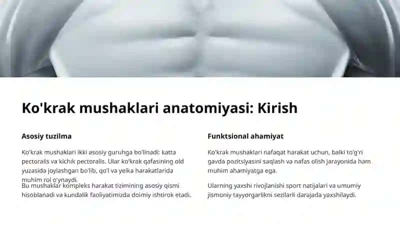 Ko'krak mushaklari: Katta va kichik pectoralislar 2