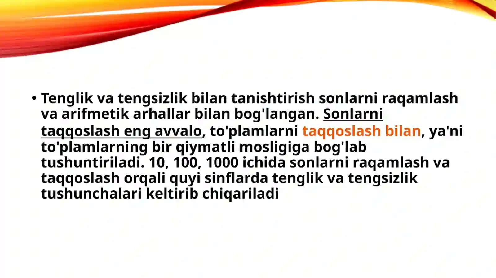 Unli tenglik, tensizlik va uni yeşishtaşning metodikasi 2