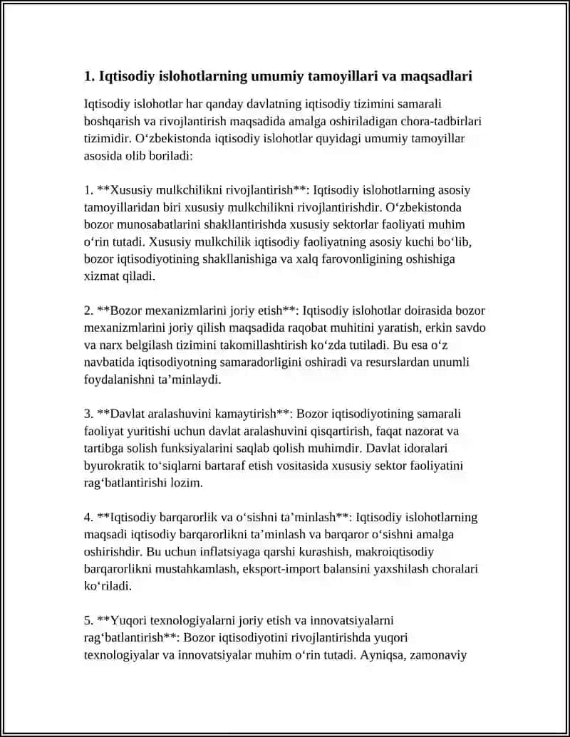 IQTISODIY ISLOHOTLAR, XUSUSIY MULKCHILIKNING SHAKLLANISHI 2