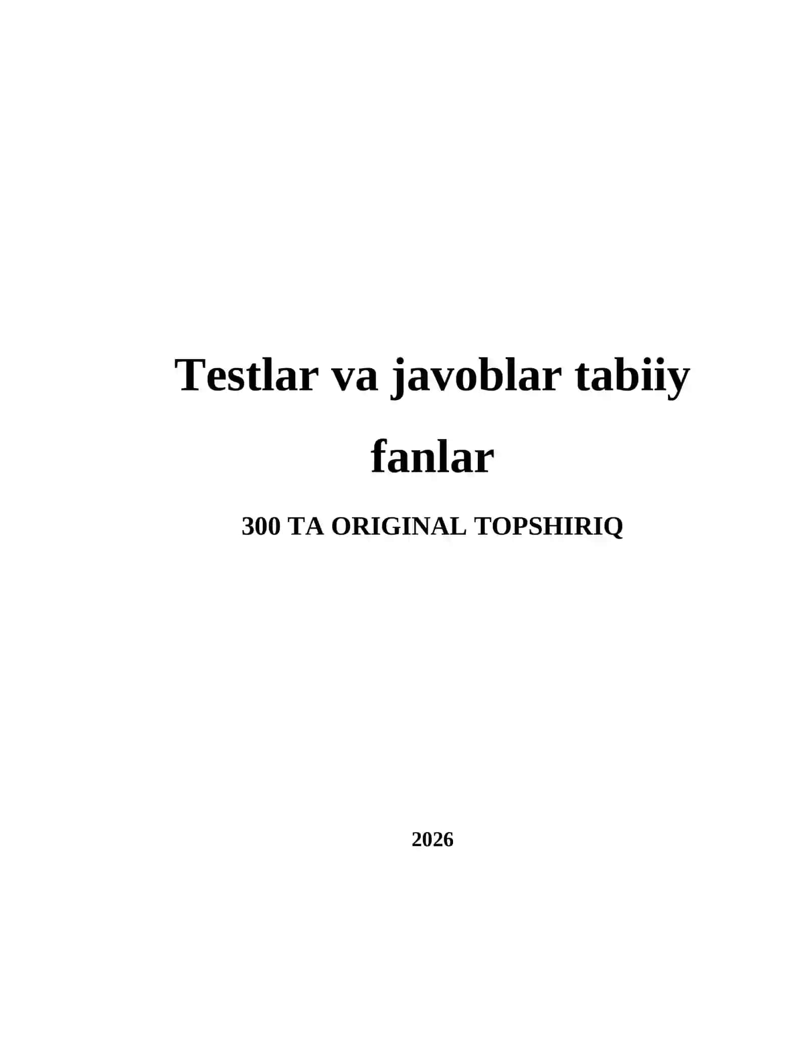 BIOLOGIYA — Topshiriqlar (Q1-100) 2