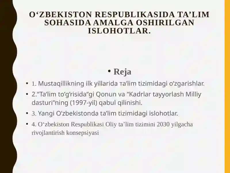 O‘zbekiston yangi tarixi fanidan taqdimoti 2