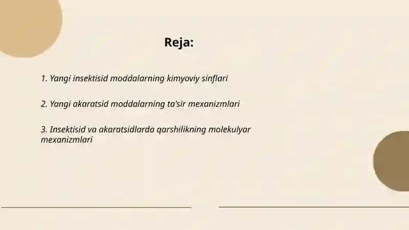Yangi insectisid va akaracid moddalar 2