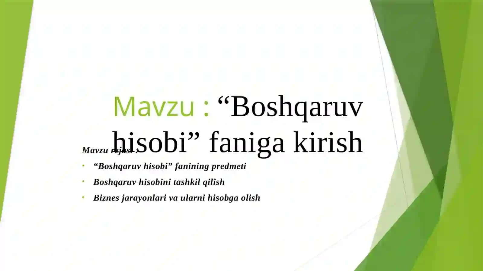 BOSHQARUV HISOBI FANIDAN TAQDIMOT ISHI 2
