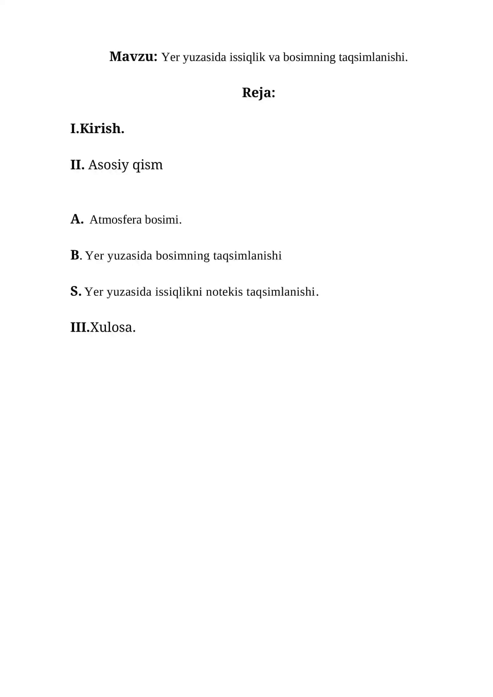 Yer yuzasida issiqlik va bosimning taqsimlanishi 2